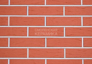 Кирпич облицовочный КЕРМА 1НФ, Красный рустик, утолщенная стенка 1