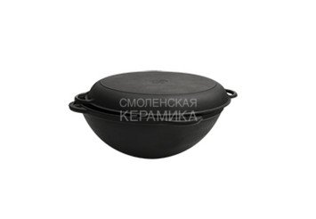 Кастрюля-казан Амфора 8 л чугунная с крышкой-сковородкой 1