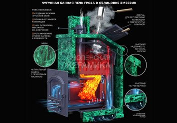 Печь чугунная для бани Технолит Гроза в сетке 18 (П2) 2023 г 6