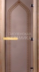 Дверь бан. DW 2000*800 кор. ольха-липа, САТИН с рис. Восточная арка 1