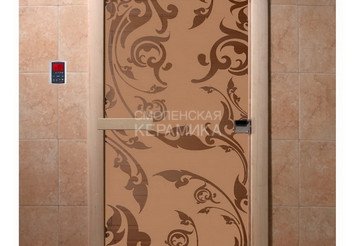 Дверь бан. DW 2000*800 кор. ольха-липа, БРОНЗА МАТОВОЕ с рис. Венеция (01039) 1