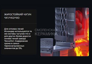 Печь чугунная для бани Технолит ИСКАНДЕР ЗК 25 (П2) Pro Ураган 7