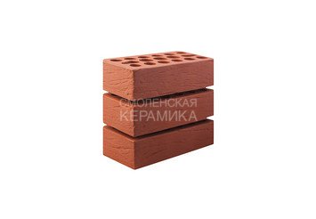 Кирпич облицовочный КЕРМА 1НФ, Красный рустик, утолщенная стенка 3