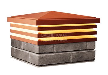 Колпак с подсветкой Zking Bona 385 х 385 с посадкой на 1,5 кирпича красный 2