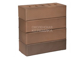 Кирпич лицевой полнотелый ЛСР Светло-коричневый флэш гладкий, 1НФ (с тех. пустотами) 4