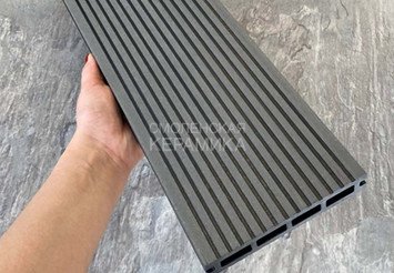 Террасная доска Latitudo Optima фактура дерева, вельвет, 146х24х3000 мм, Графит 7
