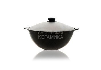 Узбекский чугунный казан 4.5 л. плоское дно, с крышкой 1