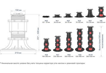 Опора регулируемая HILST LIFT self-leveling HL8 (285-430мм) 6
