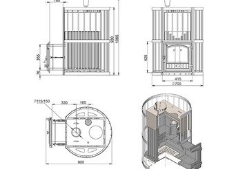 Печь для бани Эверест Ковка 24 (280) закрытая каменка 4