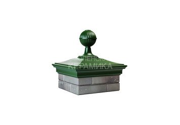 Колпак Zking Monblan 385 х 385 на 1,5 кирпича с шаром зеленый 1