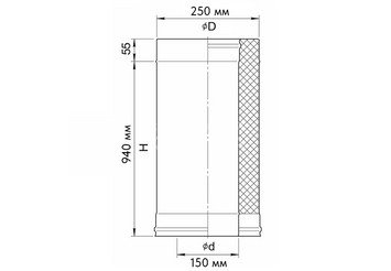 Сэндвич 1,0 м (AISI 430/0,5мм + нерж.) Ф150х250, Ferrum GS 30-50 2