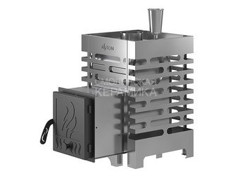 Печь для бани ASTON 12 НЕРЖ. с баком на трубе 50л Ø115 (AISI 439) (круглый) 2
