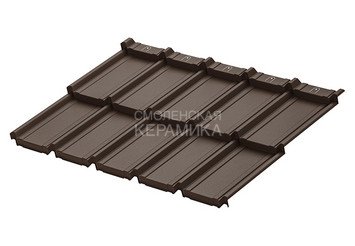 Модульная черепица AQUASYSTEM Берген PE Rooftop Бархат, Zn180, Тёмно-коричневый матовый RR32, 1165х7 2