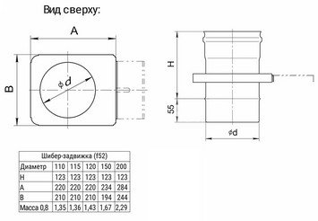 Шибер-задвижка (430/0,8 мм) Ф115 2
