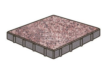 Гранитная тротуарная плитка Готика, Квадрат Granite FINO, 500x500x120, Сансет 1