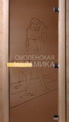 Дверь бан. DW 2000*800 кор. ольха-липа, БРОНЗА МАТОВОЕ с рис. Дженнифер, (00090) 1