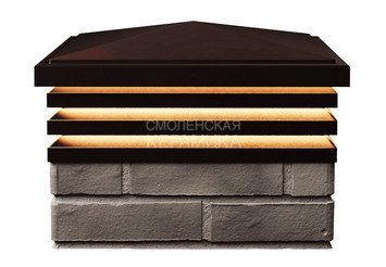 Колпак с подсветкой Zking Bona 385 х 385 с посадкой на 1,5 кирпича коричневый 3