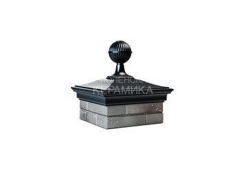 Колпак Zking Monblan 385 х 385 на 1,5 кирпича с шаром черный 1