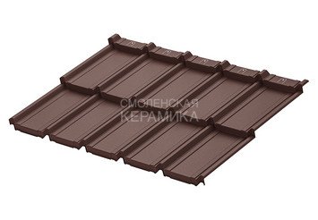 Модульная черепица AQUASYSTEM Берген PU Rooftop Кашемир, Zn275, Коричневый матовый RAL8017, 1165х765 2