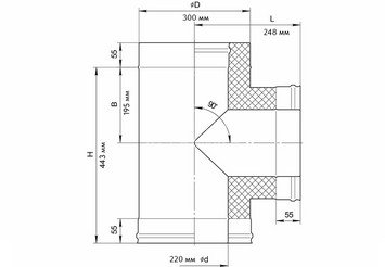 Сэндвич-тройник 90° (430/0,5мм + нерж.) Ф220х300 2